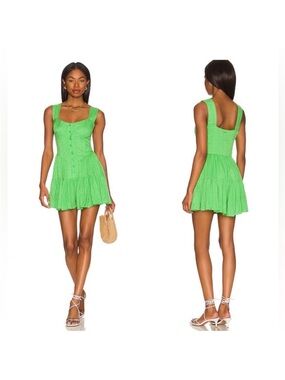 PQ Swim Everly Sweetheart Tiered Mini Romper Dress in Emerald Bay Size XS / S